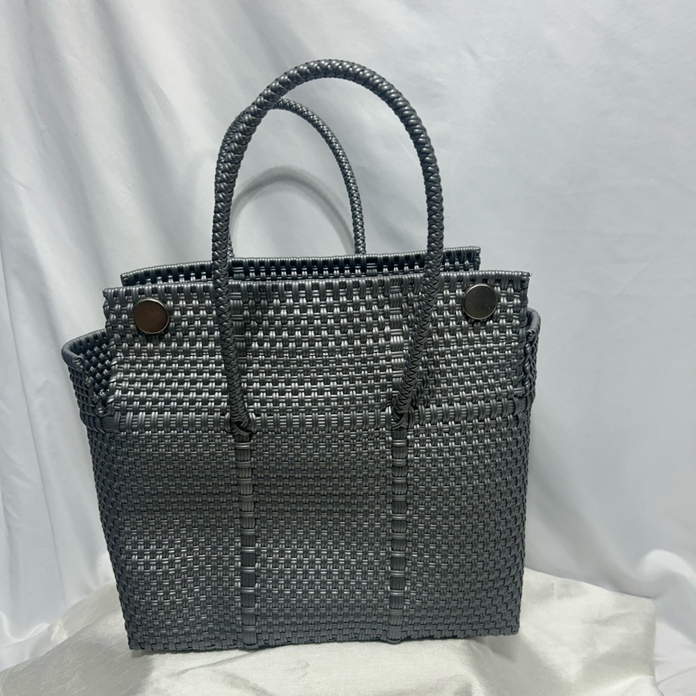 Elegant Gray Woven Tote Bag
